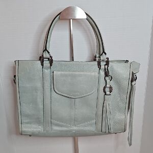 Aimee Kestenberg Mint Green Leather Tote with Tassel